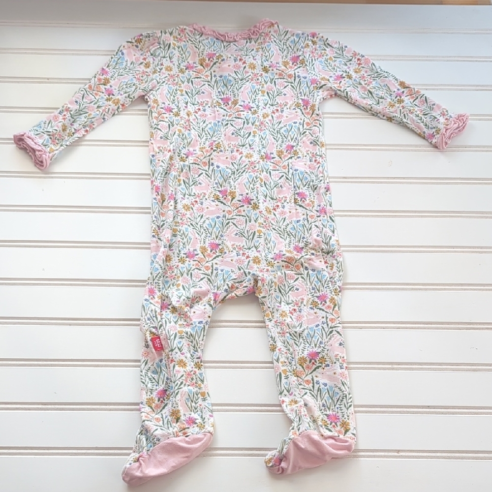 Magnetic Me Pink Floral Bunny Kids Footie - Picture 4 of 5
